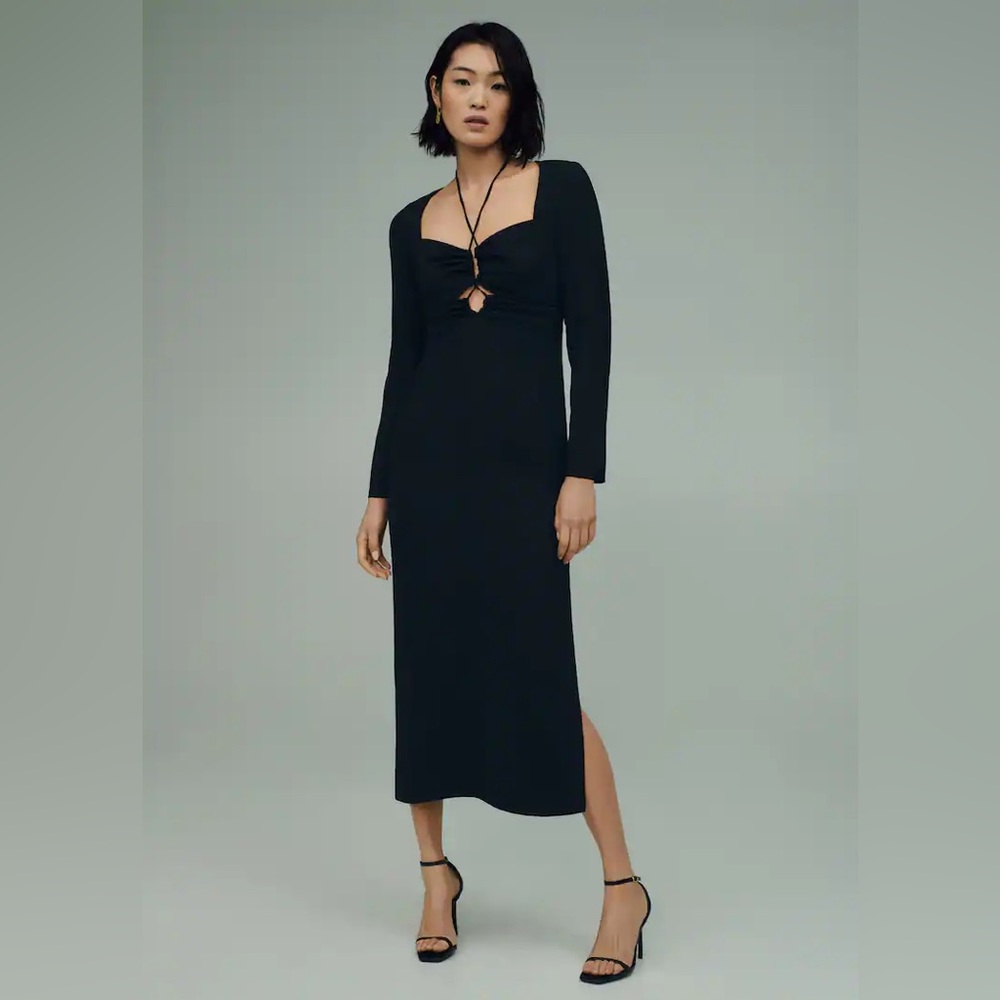 Mango Black Dress Cut-out detail size 2/xs